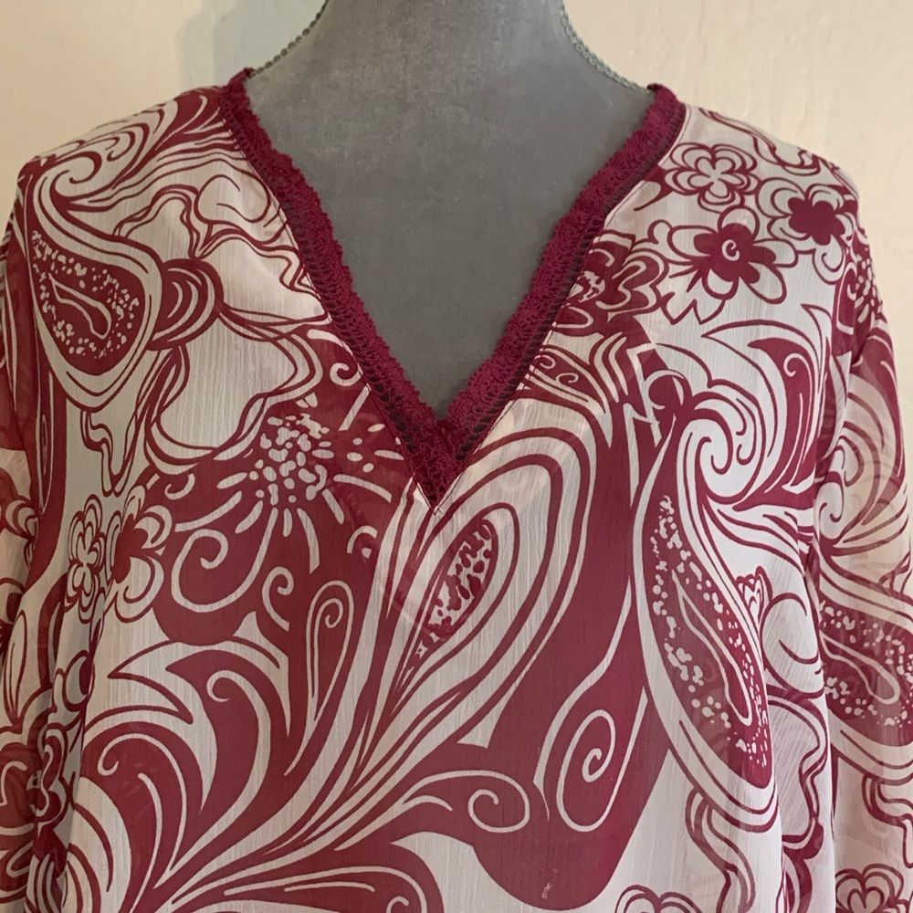 Susan Graver BoHo V Neck Tunic Blouse